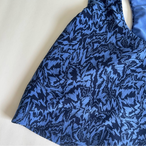 🩷AERIE OFFLINE REAL ME BLUE LONGLINE SPORTS BRA RACERBACK GEOMETRIC SIZE XS - Picture 8 of 9